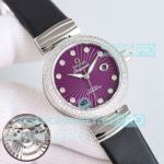 Swiss Replica Omega De Ville 34mm Ladymatic Purple Diamond Ladies Automatic Watch 